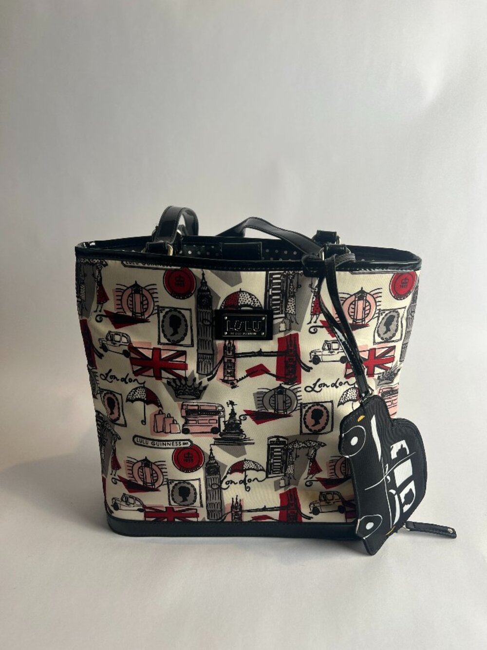 Rare Lulu Guinness London Landmark Tote Bag Novelty Print w/ Coin Purse